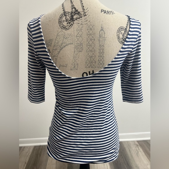 Navy Blue & White Striped Top! - Picture 2 of 11